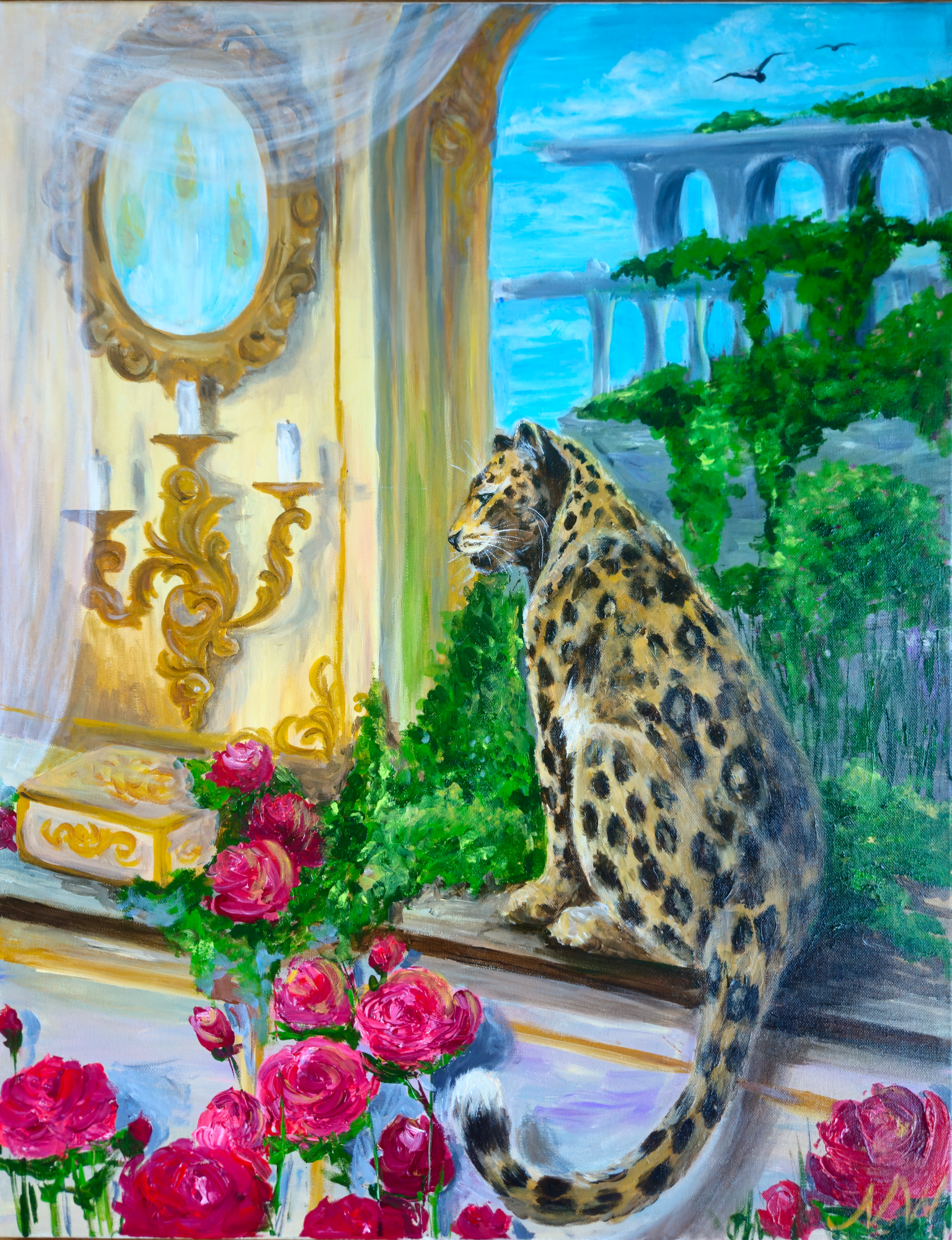 Leopard Guardian in a Golden Palace by Natalia Wilkinson