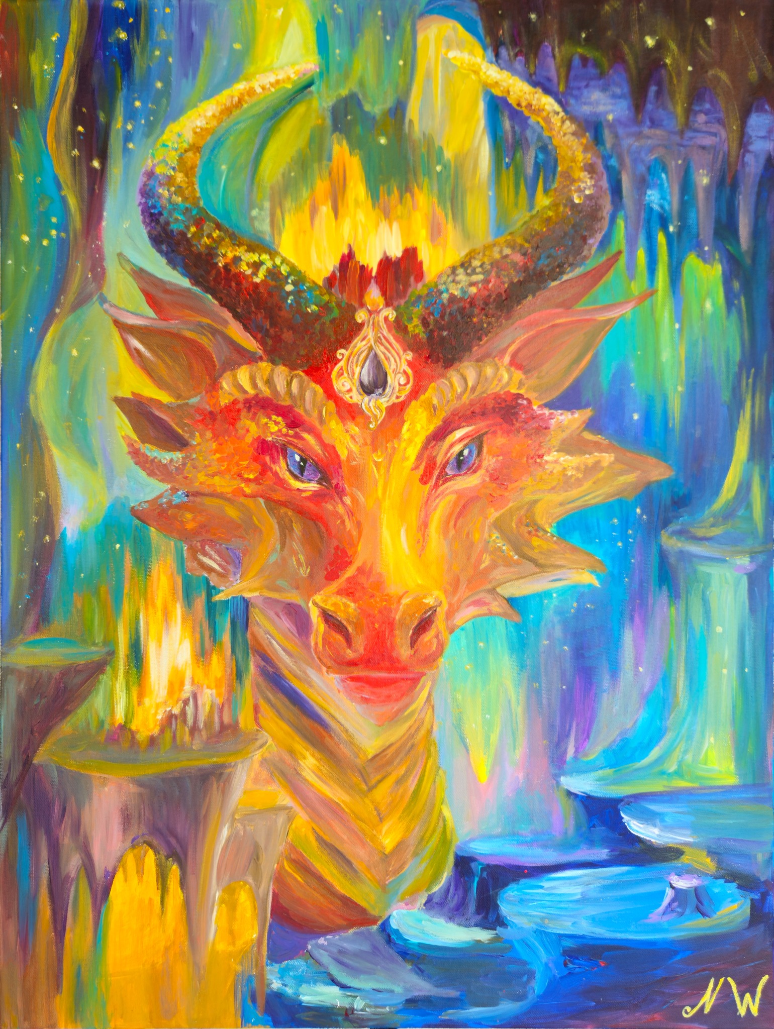 Fire Dragon in the Crystal Cave by Natalia Wilkinson